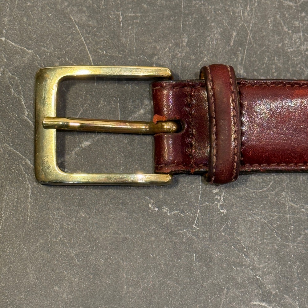 Mens Trafalgar Cortina Leather Belt | Size 38 | Burgundy Gold Buckle 1711